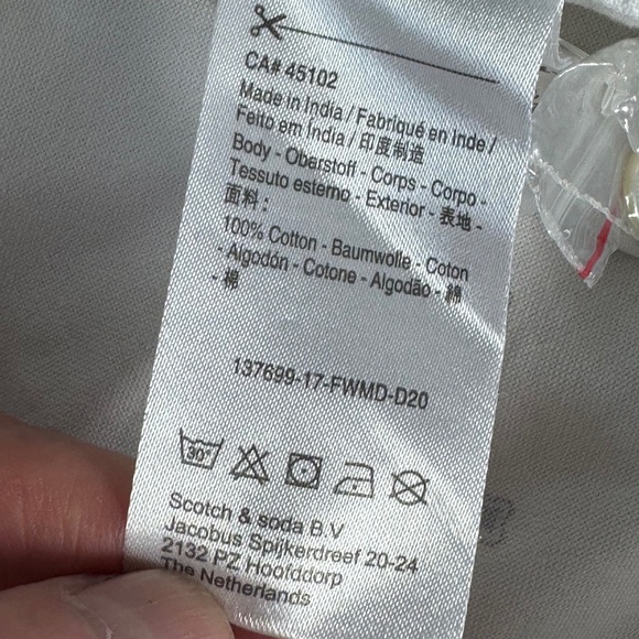 Scotch Soda Amsterdam Blauw White Cotton X Print Button Down Slim Fit Sz XL - Picture 7 of 11